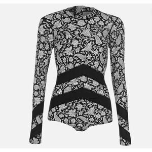 O'NEILL WOMEN'S L VODA BLACK/WHITE LONG SLEEVED ONE-PIECE SWIMSUIT/RASH GUARD